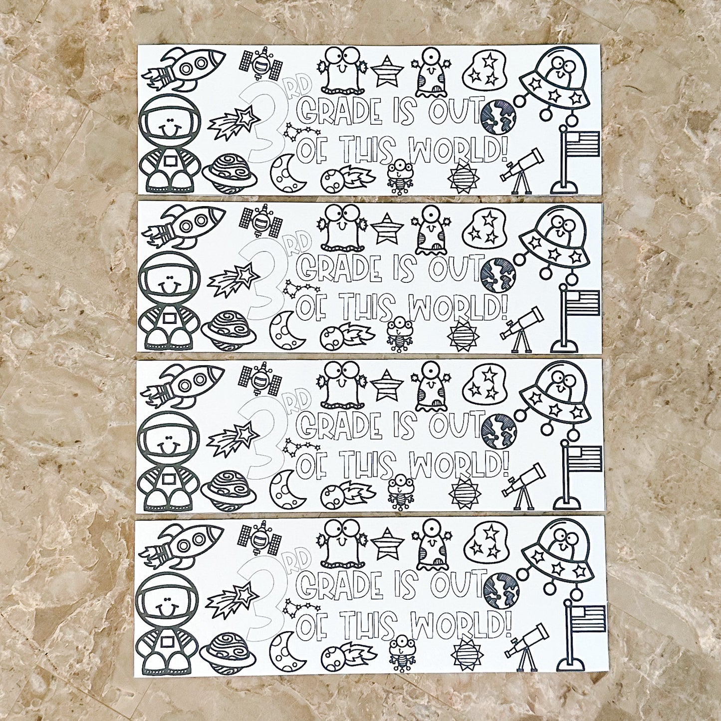 Out Of this World Coloring Bookmark Grades 1-6th- Digital Download