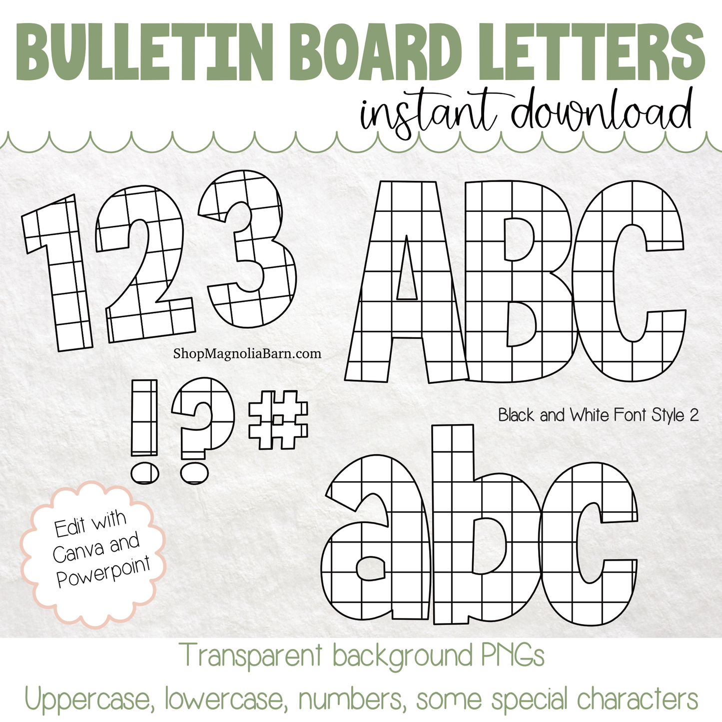 Black and White Font Style 2- Digital Download