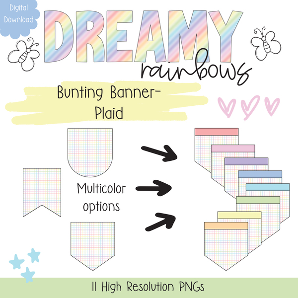 Plaid Bunting Banner- Digital Download