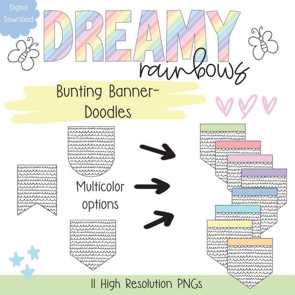 Doodles Bunting Banner- Digital Download